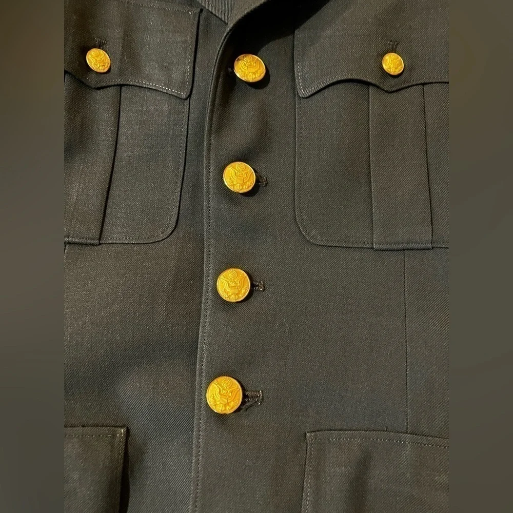 Men’s military jacket XL 38L long coat embroidered patched army green outerwear - Picture 6 of 15